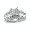 Thumbnail Image 0 of Previously Owned Princess-Cut Quad Diamond Bridal Set 1-1/2 ct tw 14K White Gold Size 4.5