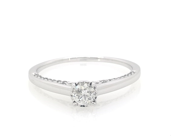 Previously Owned Diamond Solitaire Ring 1/2 ct tw Round-cut 10K White Gold (J/I3)