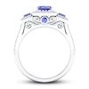 Thumbnail Image 2 of Previously Owned Tanzanite & Diamond Engagement Ring 1/3 ct tw Emerald/Round-cut 10K White Gold Size 6
