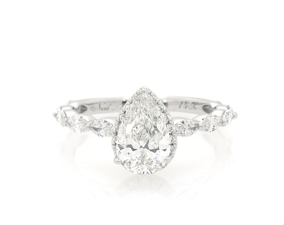 Previously Owned Neil Lane Premiere Pear-Shaped Diamond Engagement Ring 1-1/2 ct tw 14K White Gold Size 5.25