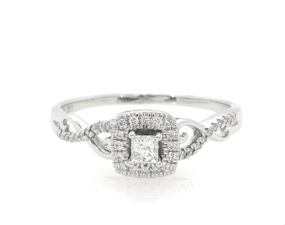 Previously Owned Princess-Cut Diamond Infinity Twist Shank Engagement Ring 3/8 ct tw 10K White Gold