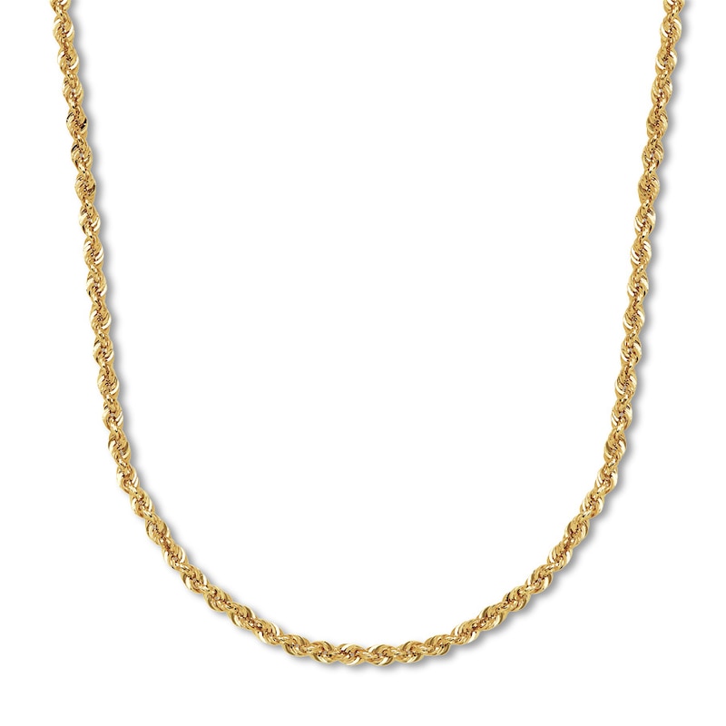 Main Image 1 of Previously Owned Rope Chain Necklace Semi-Solid 14K Yellow Gold 22&quot;