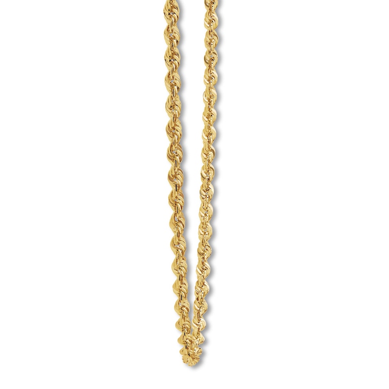 Main Image 2 of Previously Owned Rope Chain Necklace Semi-Solid 14K Yellow Gold 22&quot;