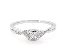 Previously Owned Diamond Halo Engagement Ring 1/4 ct tw 10K White Gold