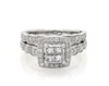 Thumbnail Image 0 of Previously Owned Princess-Cut Quad Diamond Bridal Set 3/4 ct tw 14K White Gold Size 5