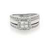 Thumbnail Image 0 of Previously Owned Princess-Cut Quad Diamond Bridal Set 7/8 ct tw 10K & 14K White Gold Size 5