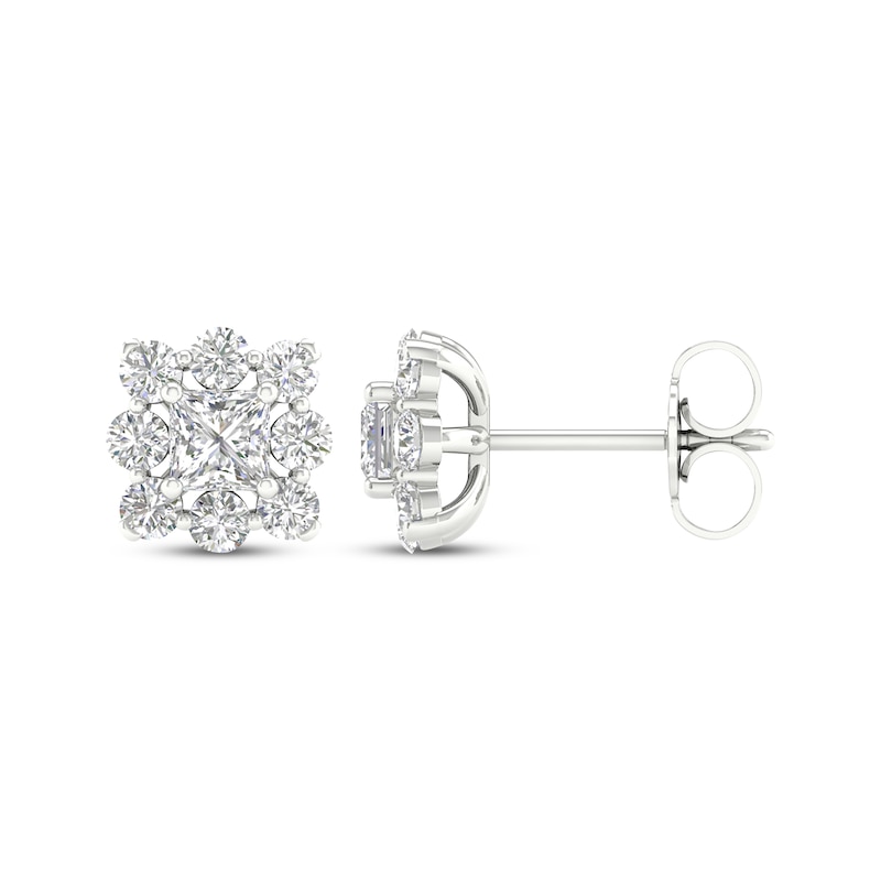 Previously Owned Lab-Created Diamonds by KAY Princess-Cut Stud Earrings 1 ct tw 14K White Gold