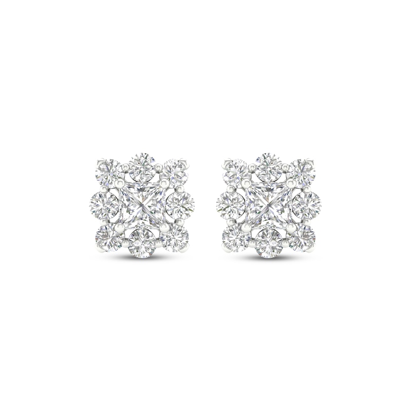 Previously Owned Lab-Created Diamonds by KAY Princess-Cut Stud Earrings 1 ct tw 14K White Gold