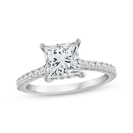 Previously Owned Lab-Grown Diamonds by KAY Engagement Ring 1-1/4 ct tw Princess & Round-cut 14K White Gold