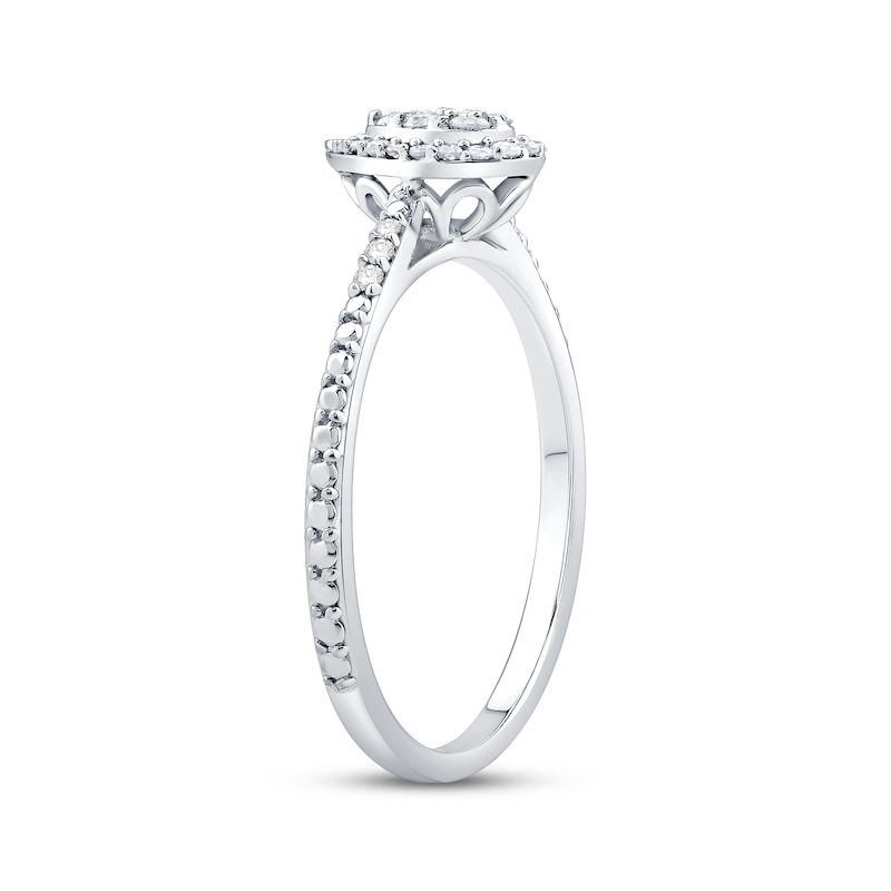 Main Image 2 of Previously Owned Multi-Diamond Center Pear Frame Promise Ring 1/4 ct tw 10K White Gold