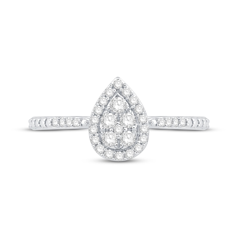 Main Image 3 of Previously Owned Multi-Diamond Center Pear Frame Promise Ring 1/4 ct tw 10K White Gold