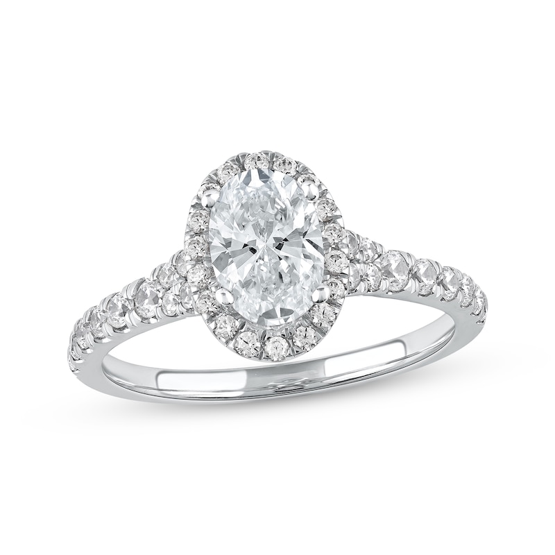 Main Image 1 of Previously Owned  Lab-Grown Diamonds by KAY Oval-Cut Engagement Ring 1-1/2 ct tw 14K White Gold