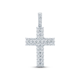 Previously Owned Men's Diamond Cross Charm 1 ct tw Round-cut 10K White Gold