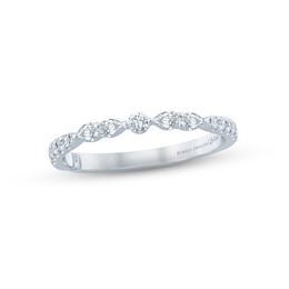 Previously Owned Monique Lhuillier Bliss Diamond Anniversary Band 1/3 ct tw Round & Pear-shaped 18K White Gold