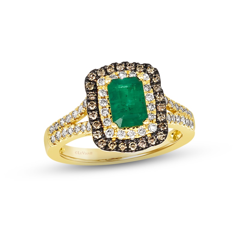 Main Image 1 of Previously Owned Le Vian Emerald Ring 1/2 ct tw Diamonds 14K Honey Gold