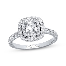 Previously Owned Neil Lane Engagement Ring 1-1/8 ct tw Cushion & Round-cut Diamonds 14K White Gold Size 7.5