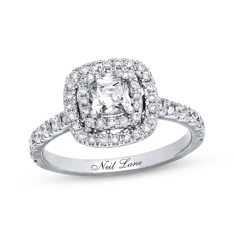 Previously Owned Neil Lane Engagement Ring 1-1/8 ct tw Cushion & Round-cut Diamonds 14K White Gold Size 7.5