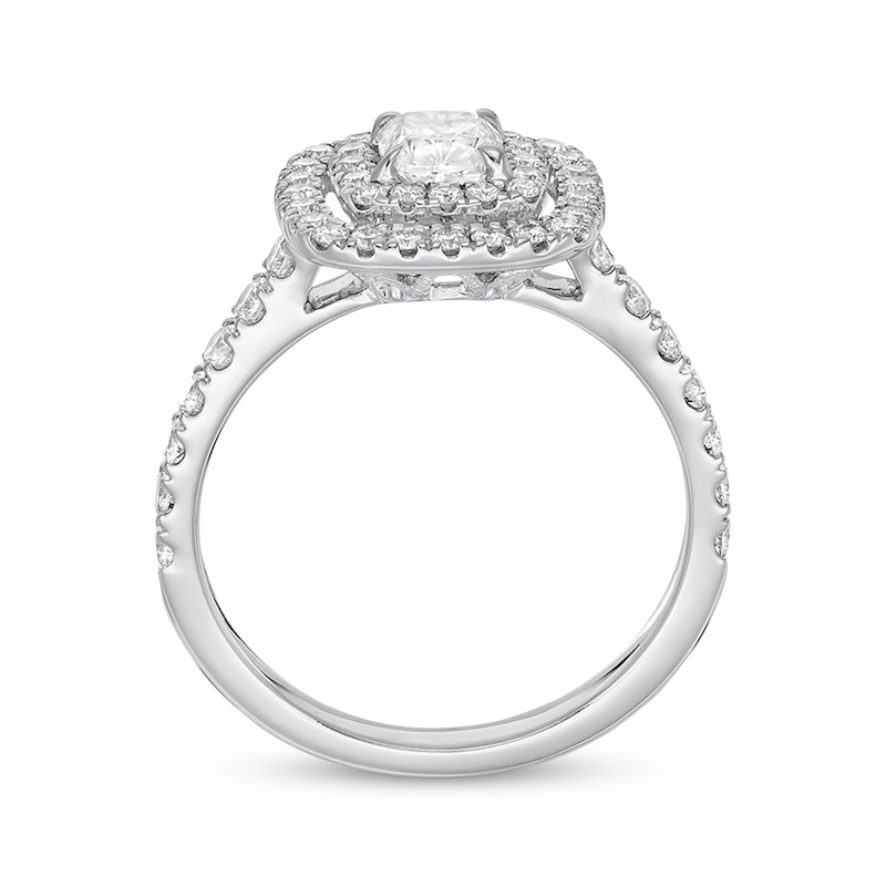 Previously Owned Neil Lane Engagement Ring 1-1/8 ct tw Cushion & Round-cut Diamonds 14K White Gold Size 7.5