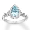 Thumbnail Image 0 of Previously Owned Neil Lane Aquamarine Engagement Ring 3/4 cttw Pear & Round-cut 14K White Gold Size 8