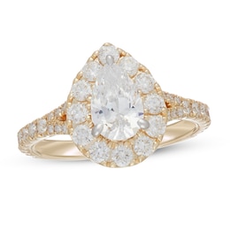 Previously Owned Neil Lane Diamond Engagement Ring 1-7/8 ct tw Pear & Round-cut 14K Yellow Gold Size 8