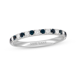 Previously Owned Neil Lane Diamond & Blue Sapphire Wedding Band 1/5 ct tw 14K White Gold Size 4.5