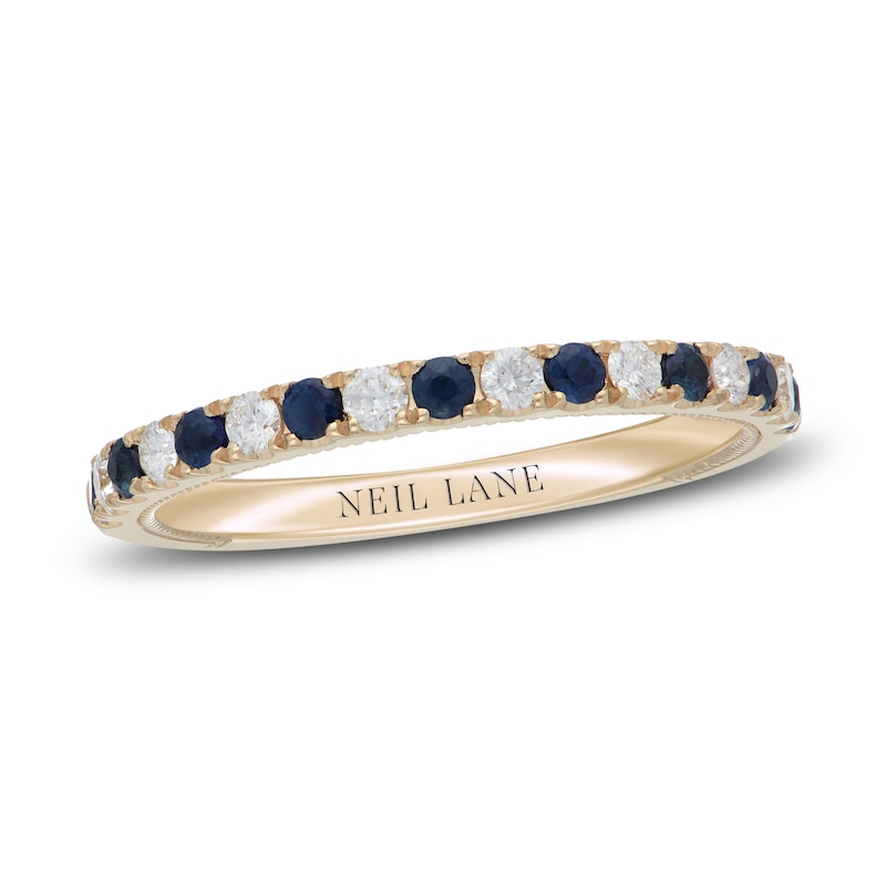 Previously Owned Neil Lane Blue Sapphire & Diamond Anniversary Ring 1/5 ct tw 14K Yellow Gold Size 9