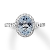 Thumbnail Image 0 of Previously Owned Aquamarine Engagement Ring 1/4 ct tw Oval & Round-cut Diamonds 14K White Gold