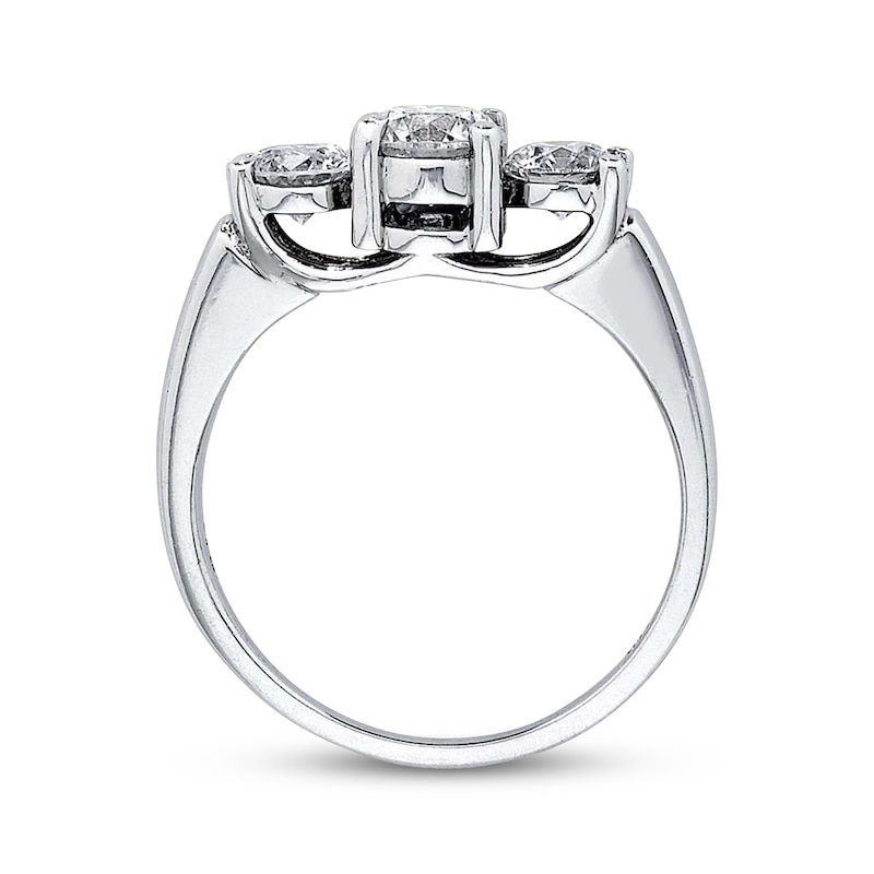 Main Image 3 of Previously Owned Round-Cut Diamond Three-Stone Engagement Ring 1-1/2 ct tw 14K White Gold