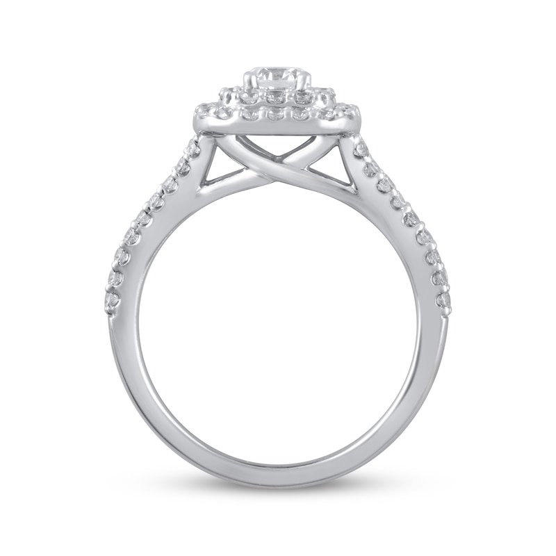 Main Image 3 of Previously Owned Lab-Grown Diamonds by KAY Cushion Frame Engagement Ring 1 ct tw 14K White Gold