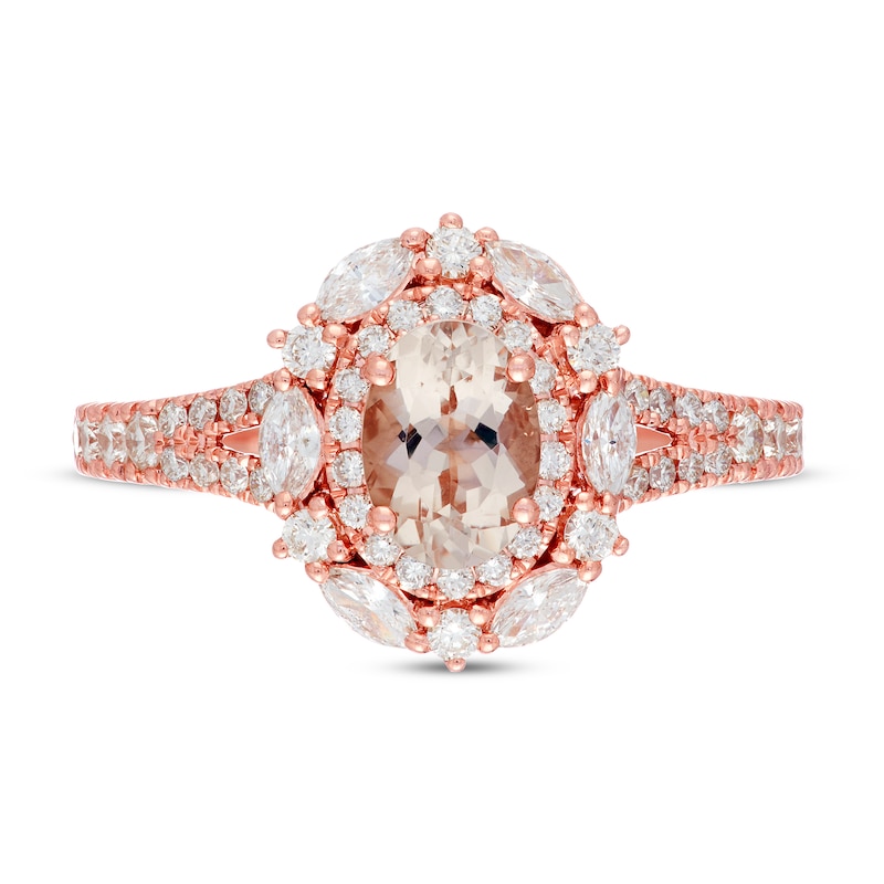 Previously Owned Neil Lane Morganite Engagement Ring 3/4 ct tw Diamonds 14K Rose Gold Size 14