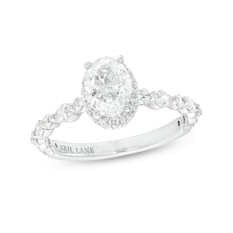 Main Image 1 of Previously Owned Neil Lane Premiere Diamond Engagement Ring 1-1/3 ct tw Oval/Pear/Round 14K White Gold Size 5