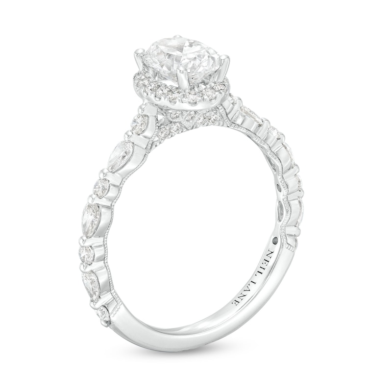 Main Image 2 of Previously Owned Neil Lane Premiere Diamond Engagement Ring 1-1/3 ct tw Oval/Pear/Round 14K White Gold Size 5