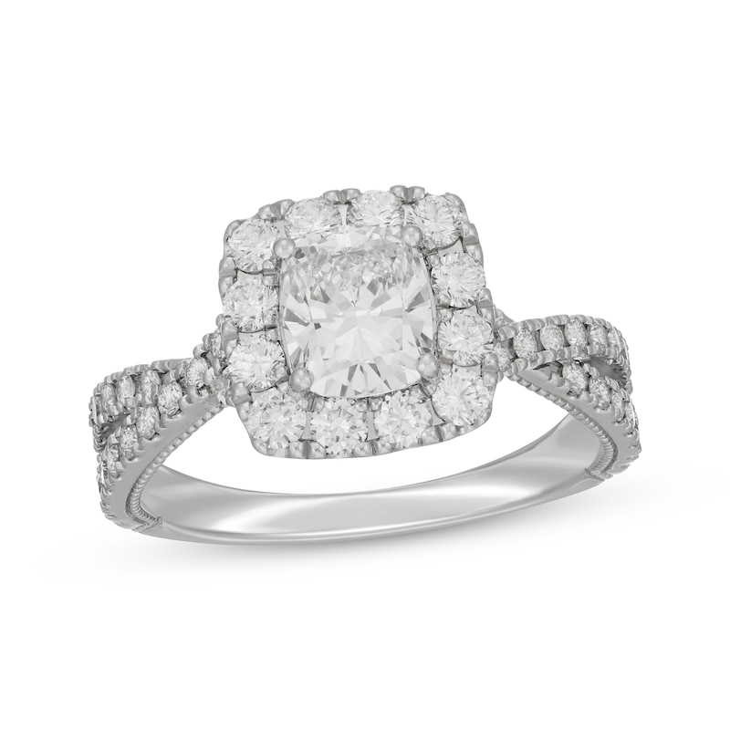 Main Image 1 of Previously Owned Neil Lane Artistry Cushion-Cut Lab-Grown Diamond Engagement Ring 1-7/8 ct tw 14K White Gold