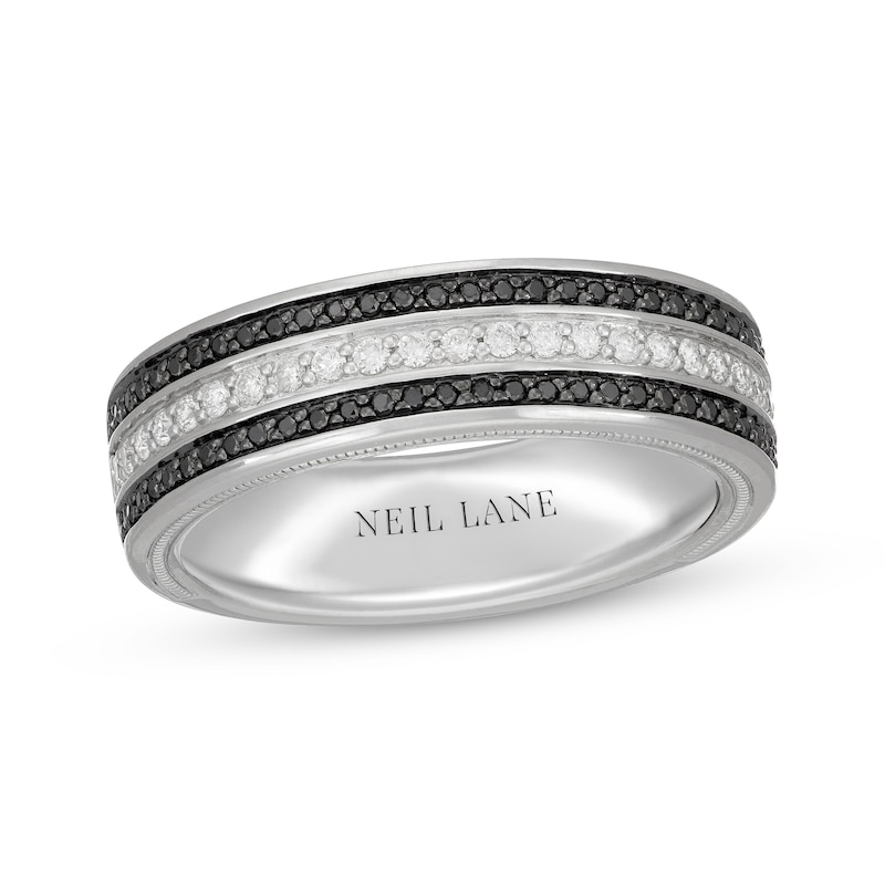 Main Image 1 of Previously Owned Neil Lane Men’s Black & White Diamond Wedding Band 1/2 ct tw 14K White Gold Size 11.5