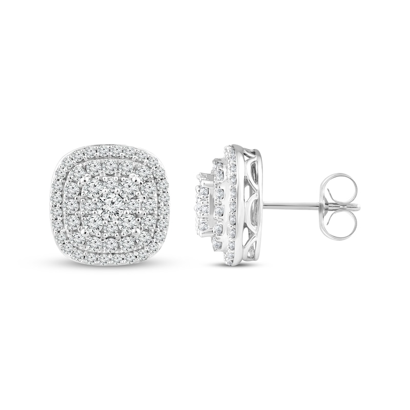 Previously Owned Lab-Created Diamonds by KAY Cushion-Shaped Stud Earrings 1 ct tw 10K White Gold