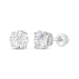 Previously Owned KAY Lab-Grown Diamonds Solitaire Stud Earrings 2 ct tw 14K White Gold (F/SI2)