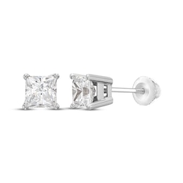 Previously Owned KAY Lab-Grown Diamonds Princess-Cut Solitaire Stud Earrings 1 ct tw 14K White Gold (F/SI2)