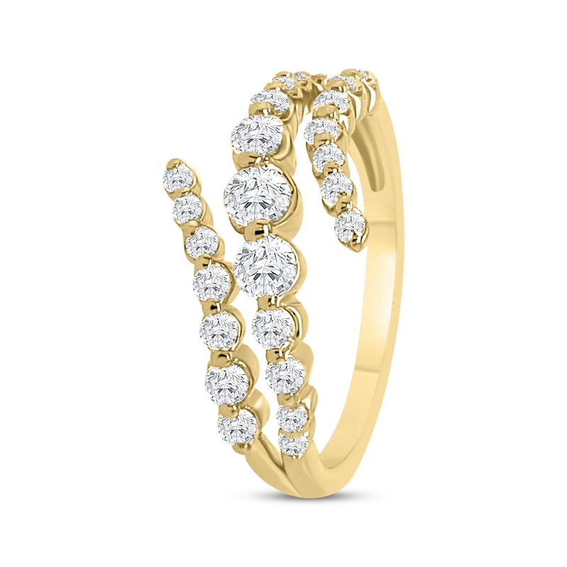 Previously Owned Lab-Created Diamonds by KAY Graduated Spiral Ring 3/4 ct tw 14K Yellow Gold