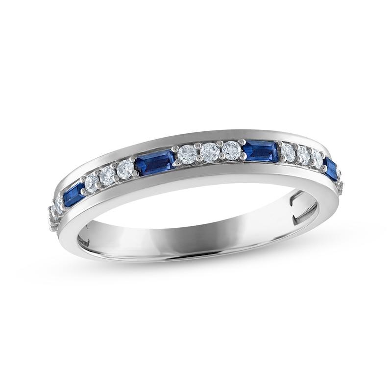 Previously Owned Men's Baguette-Cut Blue Sapphire & Diamond Wedding ...