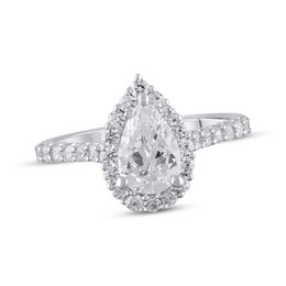 Previously Owned Lab-Grown Diamonds by KAY Halo Engagement Ring 1-1/2 ct tw Pear & Round-cut 14K White Gold