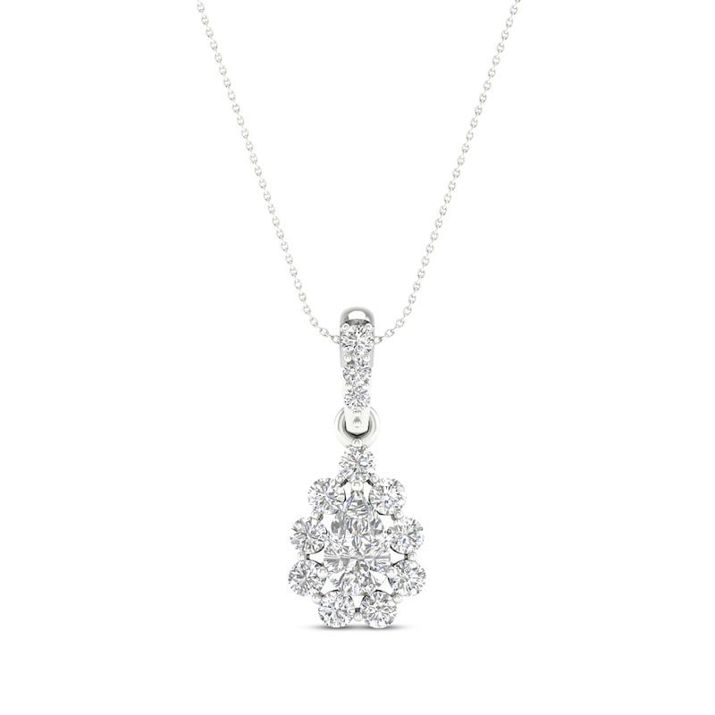 Previously Owned Lab-Created Diamonds by KAY Pear-Shaped Necklace 1/2 ct tw 14K White Gold 18”