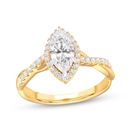 Previously Owned Lab-Grown Diamonds by KAY Marquise-Cut Twist Shank Engagement Ring 1-1/4 ct tw 14K Yellow Gold