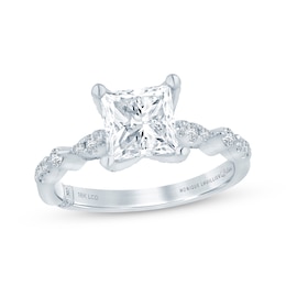 Previously Owned Monique Lhuillier Bliss Princess-Cut Lab-Grown Diamond Engagement Ring 1-7/8 ct tw 18K White Gold