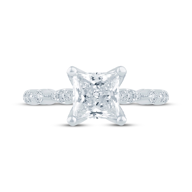 Main Image 4 of Previously Owned Monique Lhuillier Bliss Princess-Cut Lab-Grown Diamond Engagement Ring 1-7/8 ct tw 18K White Gold