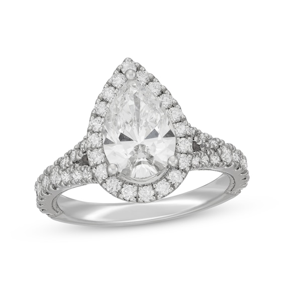 Previously Owned Neil Lane Artistry Pear-Shaped Lab-Created Diamond Engagement Ring 3 ct tw 14K White Gold Size 4
