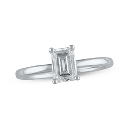 Previously Owned Lab-Grown Diamonds Emerald-Cut Solitaire Engagement Ring 1 ct tw 14K White Gold (F/SI2)