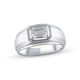 Previously Owned Men's Lab-Created Diamonds by KAY Emerald-Cut Wedding Band 1 ct tw 14K White Gold