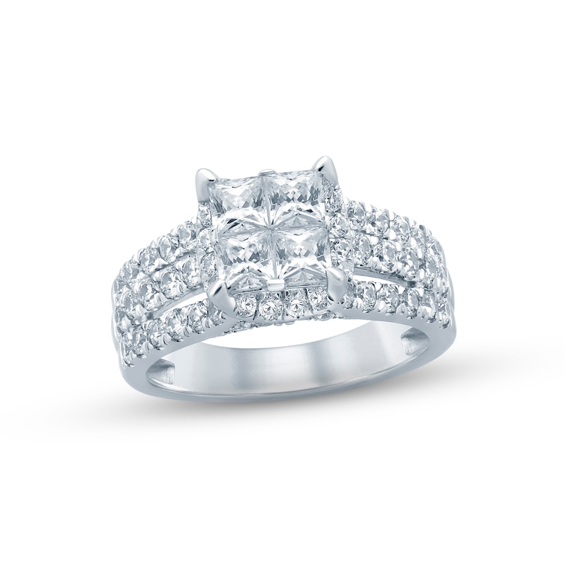 Main Image 1 of Previously Owned Multi-Diamond Engagement Ring 2 ct tw Princess & Round-cut 14K White Gold