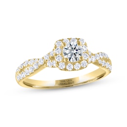 Previously Owned THE LEO Ideal Cut Diamond Engagement Ring 3/4 ct tw 14K Yellow Gold