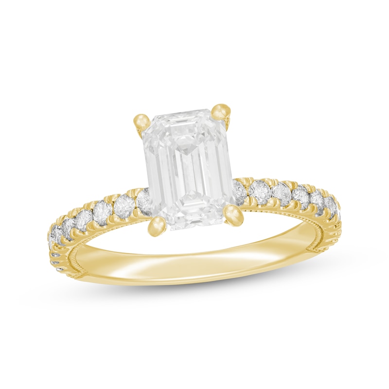 Main Image 1 of Previously Owned Neil Lane Artistry Emerald-Cut Lab-Grown Diamond Engagement Ring 2-1/2 ct tw 14K Yellow Gold Size 6.5